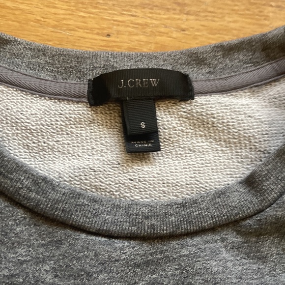 J. Crew Grey Long Sleeved Sweatshirt + Navy Pleated Hem - Picture 2 of 8
